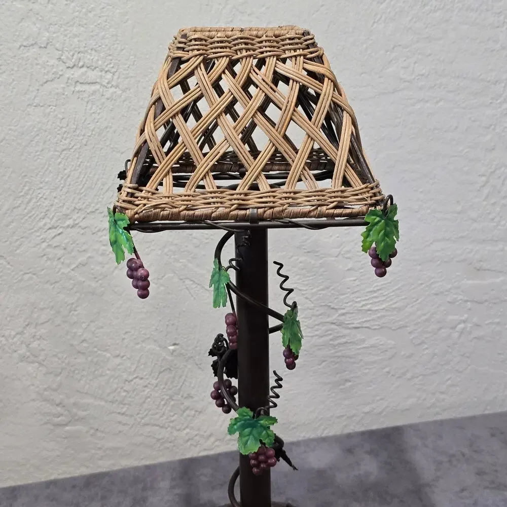 Vintage Bronze Grape Vine Wine Woven Wicker Rustic Style Tealight Candle Holder